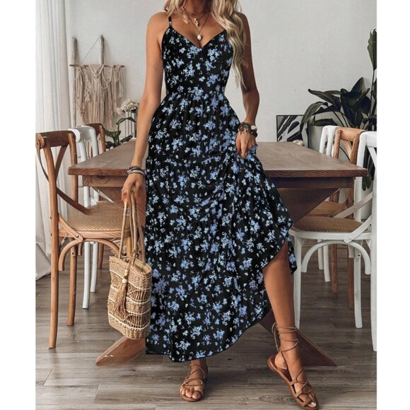Boho Floral Printed Cami Maxi Dress - Picture 3 of 9